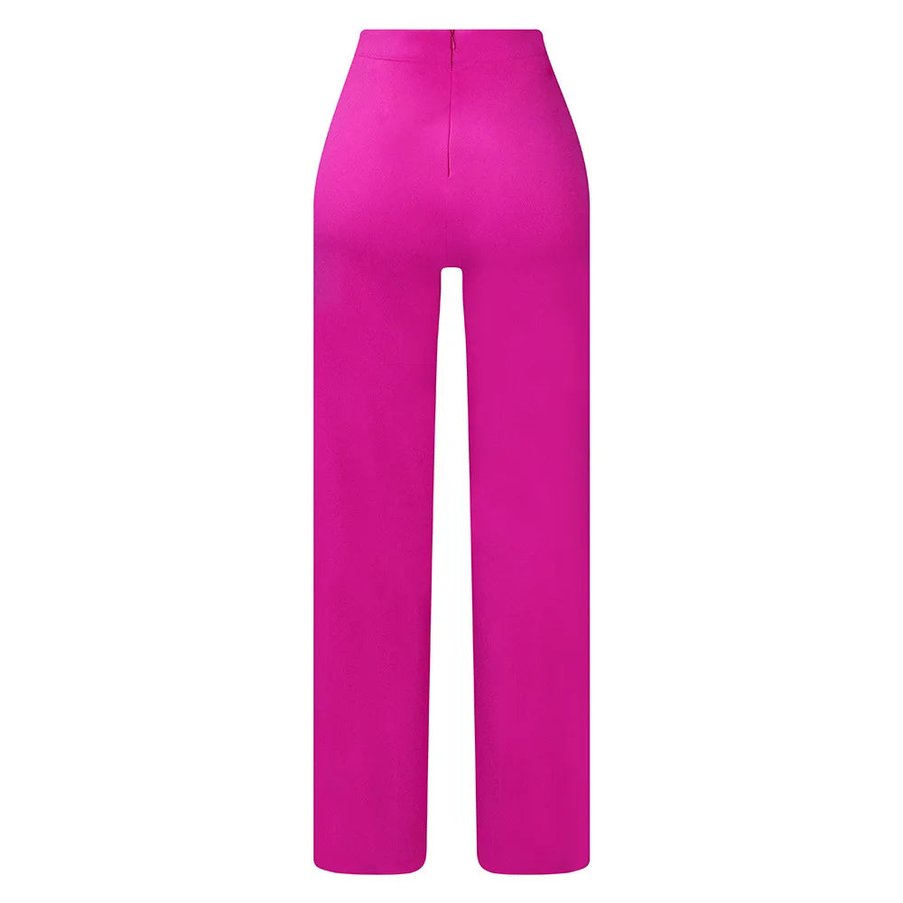 Women Shiny Yellow Capris Pants High Waist Trousers Office Work Lady Full Length Summer Bottoms Capris 2023 Spring Summer
