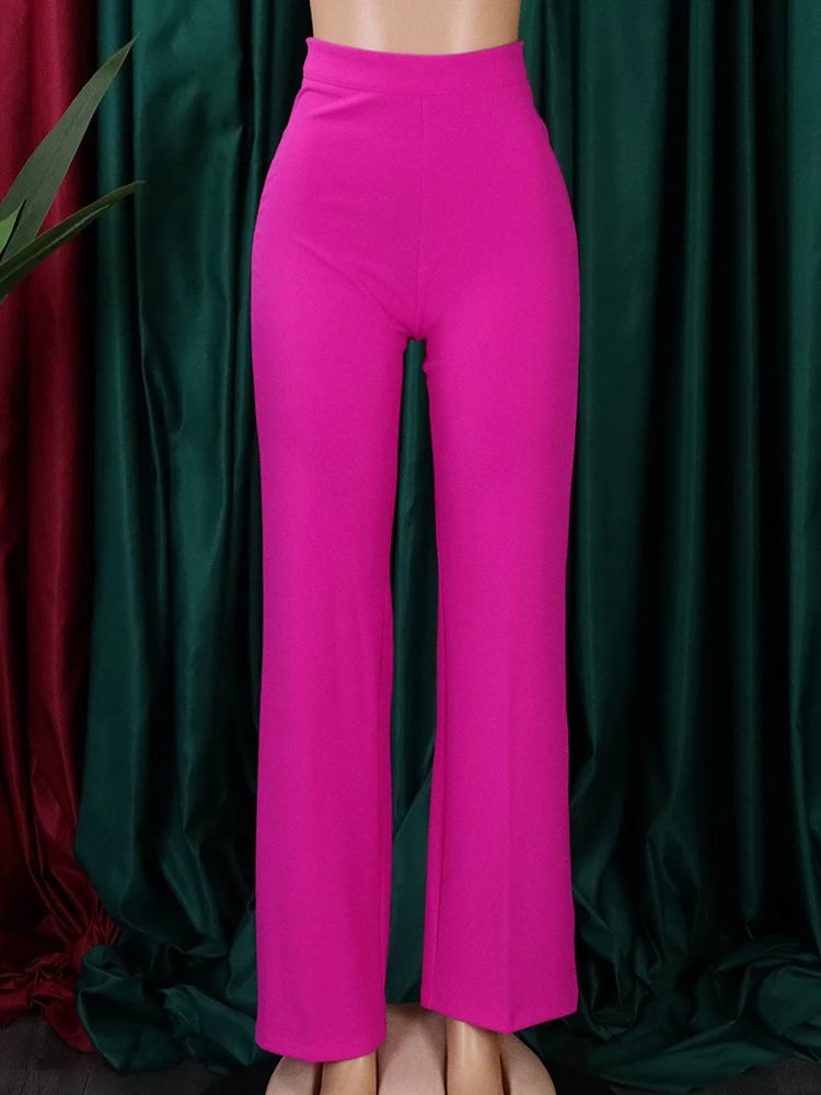 Women Shiny Yellow Capris Pants High Waist Trousers Office Work Lady Full Length Summer Bottoms Capris 2023 Spring Summer