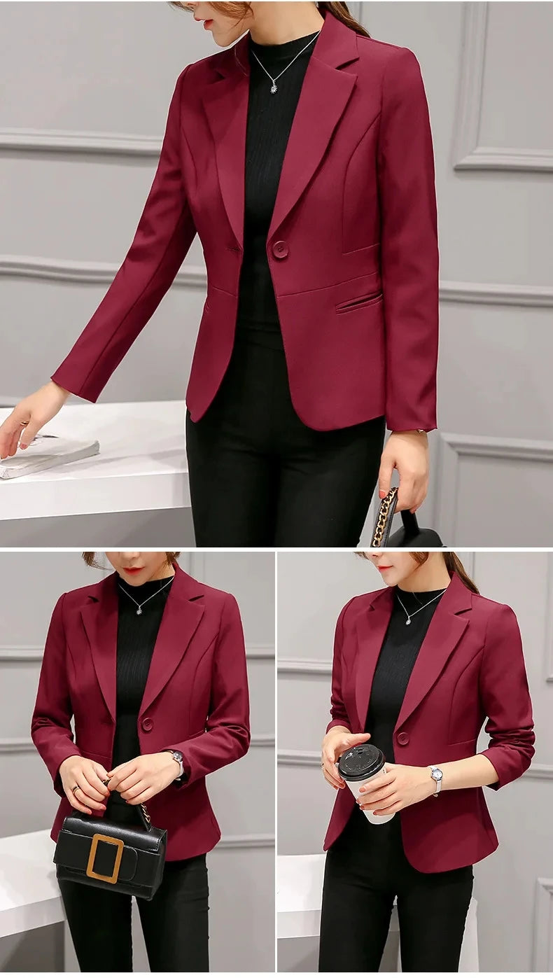 Women Blazer Office Ladies Elegant Outwear Long Sleeve Work Wear Classy Female Pink Suit African Autumn Fashion New Coats