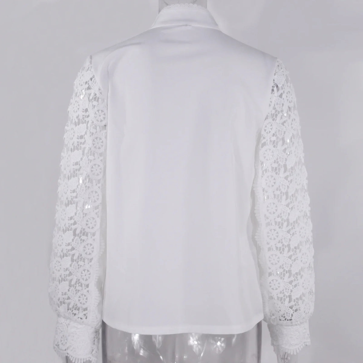Women's Blouses White Office Spring Casual Button V-neck Long Sleeve Elegant Hook Flower Hollow Shirt For Female