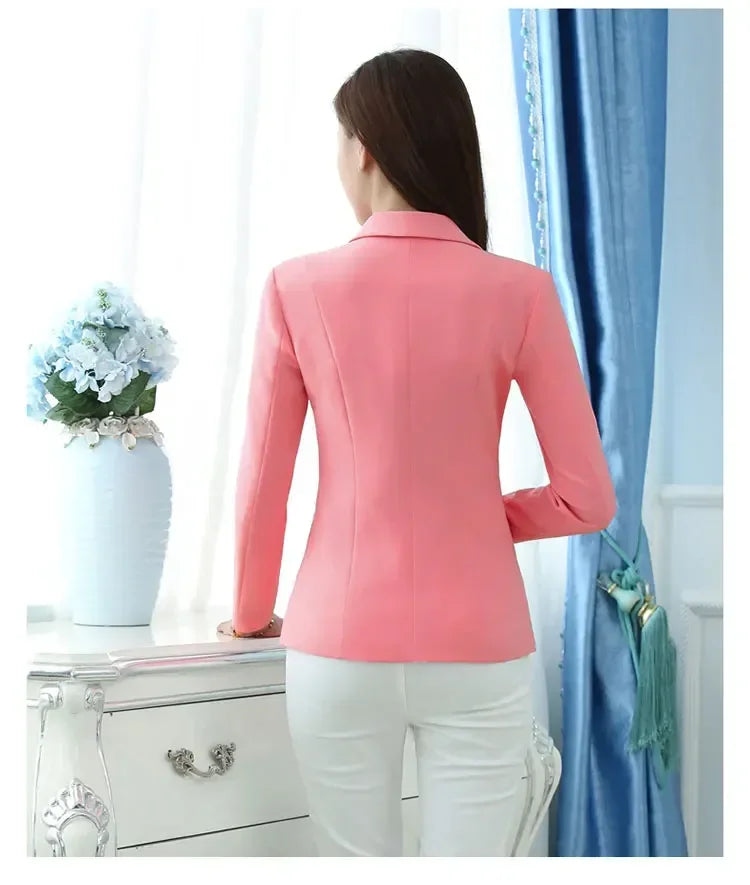 Women Blazer Office Ladies Elegant Outwear Long Sleeve Work Wear Classy Female Pink Suit African Autumn Fashion New Coats