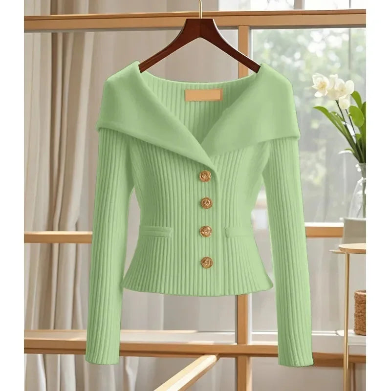 New Women Cardigan Sweater High Quality Ladies Small Fragrance Sweater Long Sleeve Casual Tops Knitwear Female Bottoming Shirts