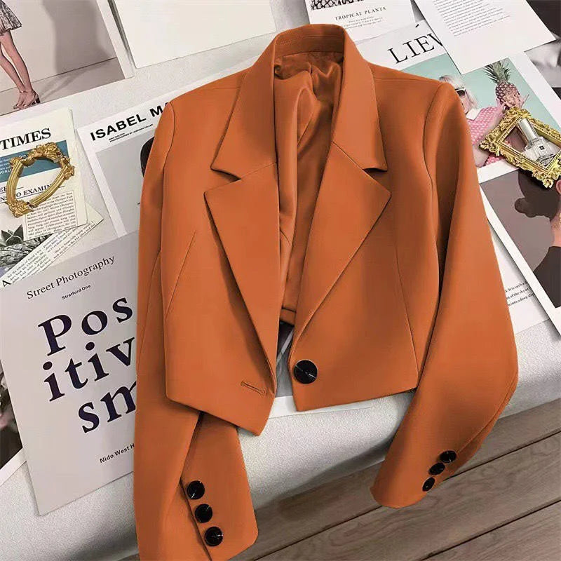 Short Fashion Women Blazers Casual Elegant Female Suits Jacket Tops Spring Autumn Solid Long Sleeve Office Lady Blazer Coat Tops