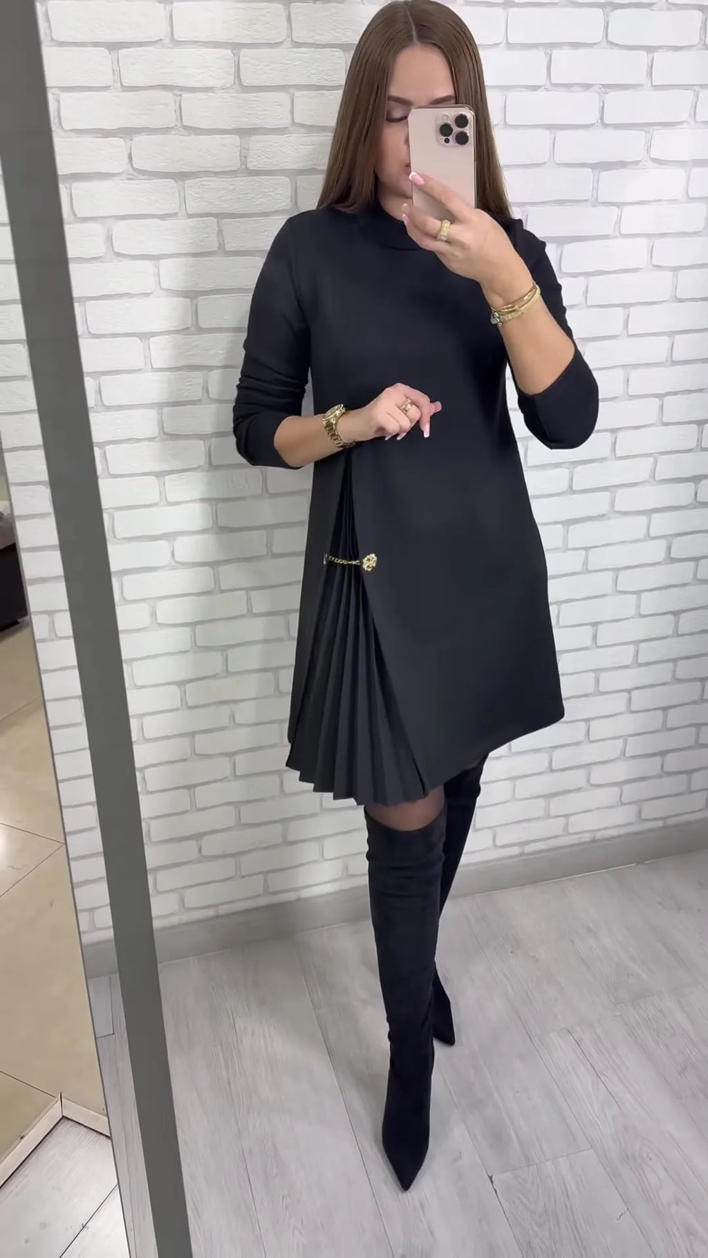 Fashion black casual dress new autumn o neck long sleeve office Holiday party solid dresses for women robe femme vestidos