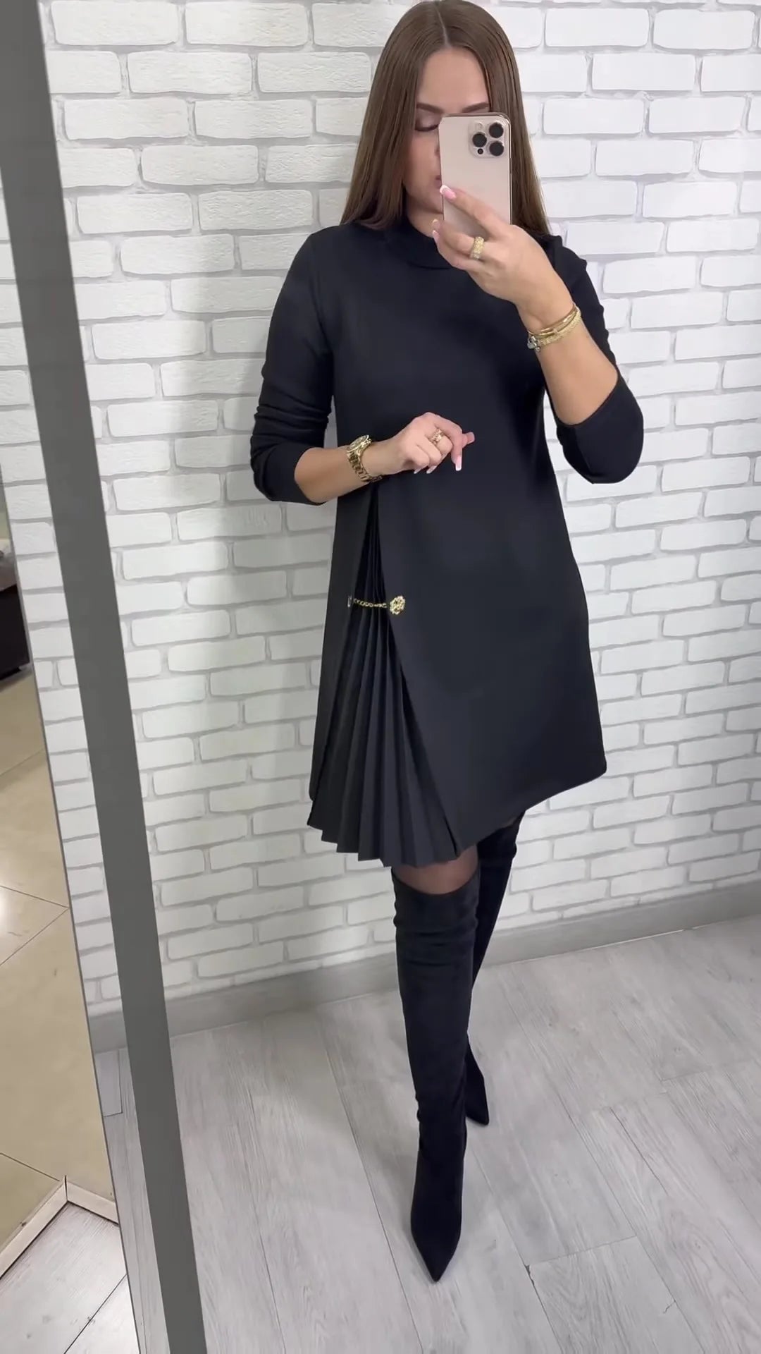 Fashion black casual dress new autumn o neck long sleeve office Holiday party solid dresses for women robe femme vestidos