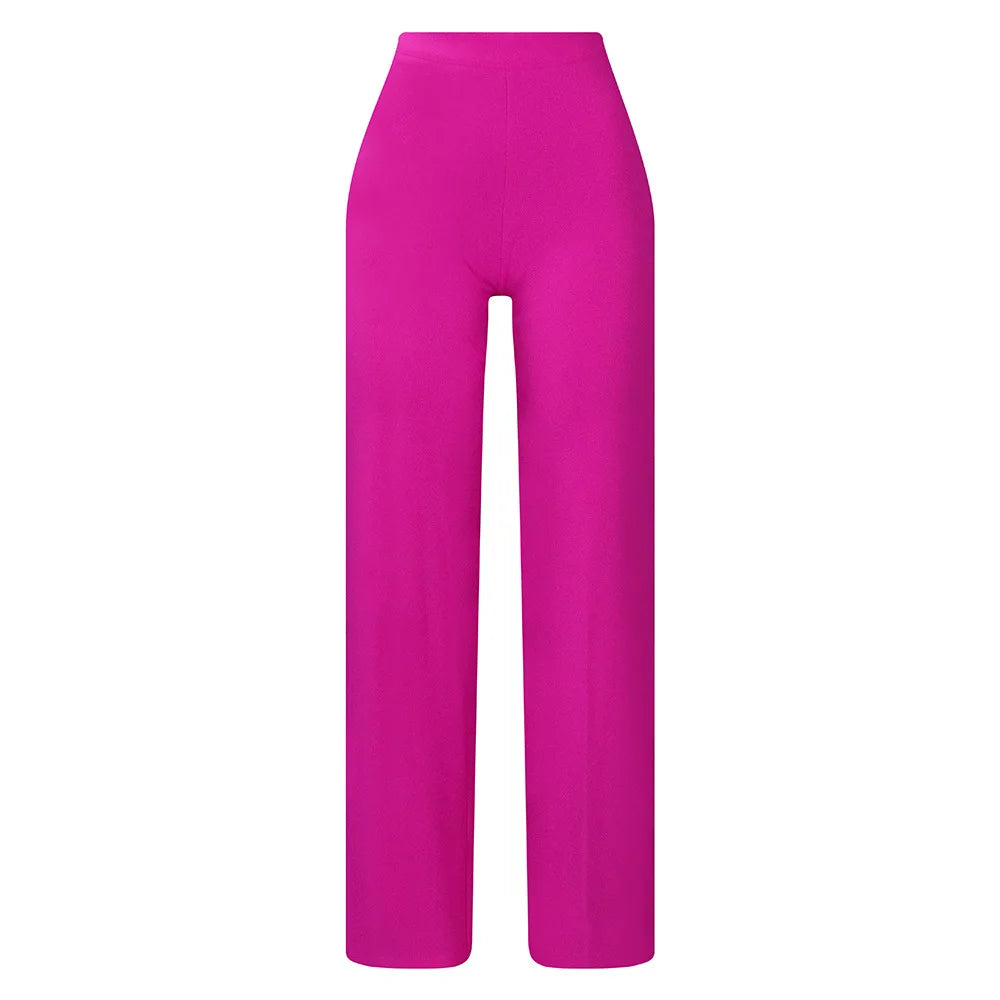 Women Shiny Yellow Capris Pants High Waist Trousers Office Work Lady Full Length Summer Bottoms Capris 2023 Spring Summer