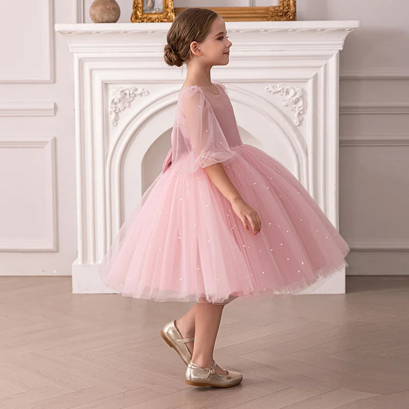 Flower Girl Dress for Birthday Party New Formal Gowns for 3-8 Years Children White Princess Dresses For Wedding Ceremony