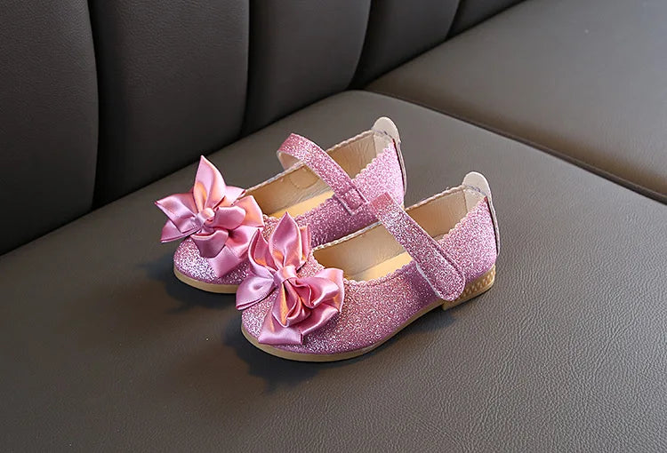Girls Shoes Fashion Sequin Kids Princess Shoe Bow Shallow Single Shoe Soft Sole Children Flats Toddler Party Wedding Shoes Туфли