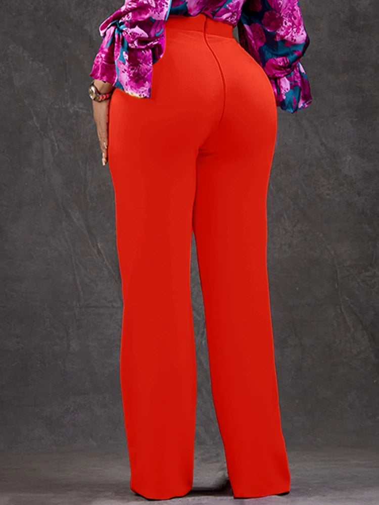 Women Shiny Yellow Capris Pants High Waist Trousers Office Work Lady Full Length Summer Bottoms Capris 2023 Spring Summer