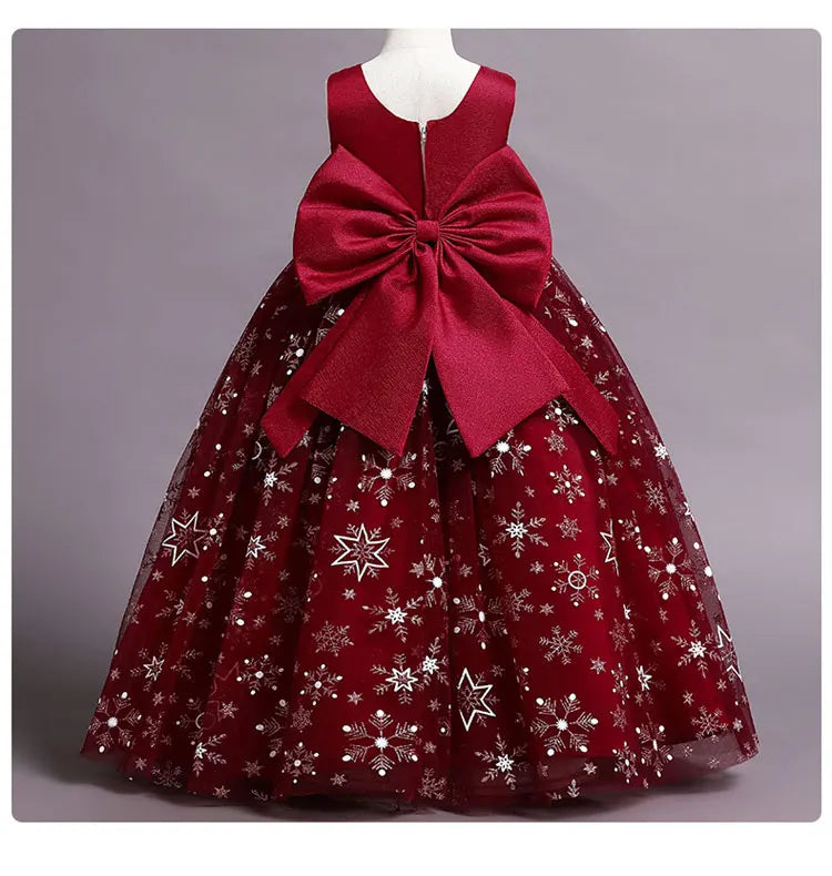 Fashion Bow Flower Girl Dresses Mesh Lace Sleeveless Girls Dresses for Party and Wedding Summer Girls Party Dresses 3-12 Years