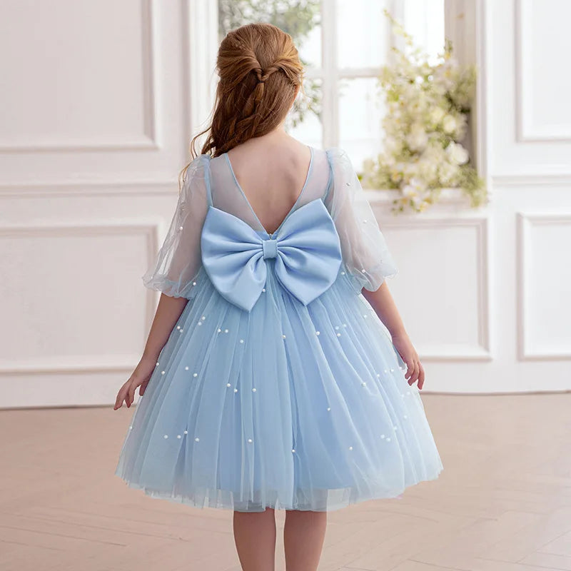 Flower Girl Dress for Birthday Party New Formal Gowns for 3-8 Years Children White Princess Dresses For Wedding Ceremony