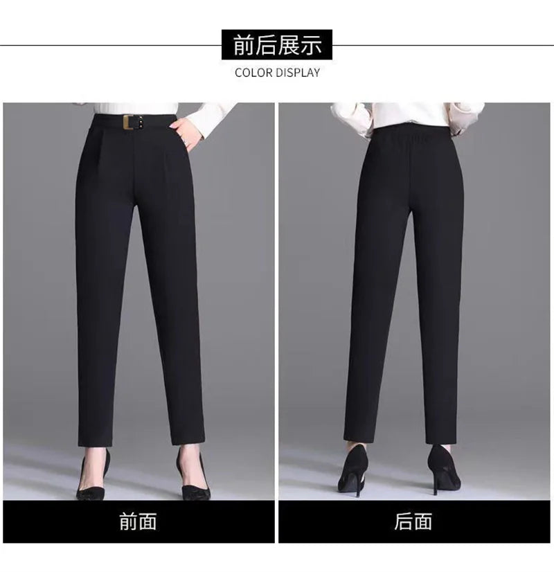 New Spring Summer Women High Waist Solid Elegant Ankle-Length Pants Office Ladies Skinny Chic Trousers Female Casual Haren Pants