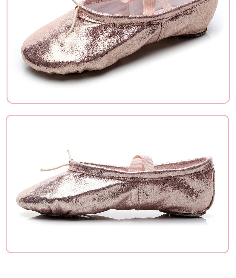 Girls Ballet Shoes Gold Silver Soft Sole Ballet Dance Slippers Children Practise Ballerina Shoes Woman Gymnastics