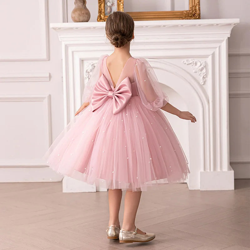 Flower Girl Dress for Birthday Party New Formal Gowns for 3-8 Years Children White Princess Dresses For Wedding Ceremony