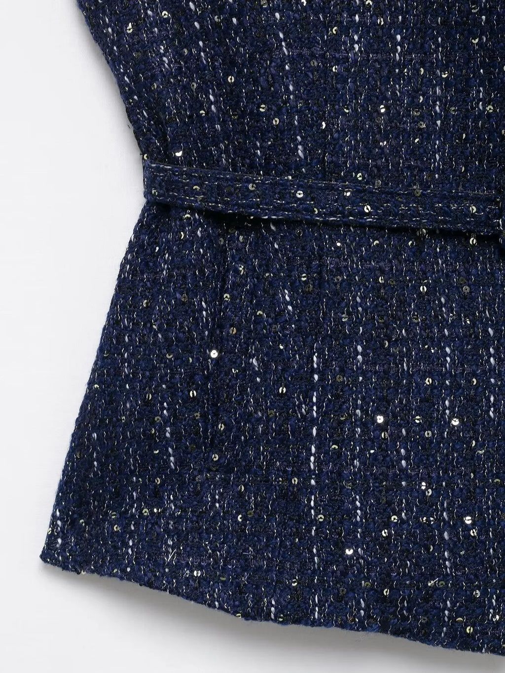 HH Women Fashion Tweed Belt Waistcoat O Neck Single Breasted Sleeveless Vests Spring Summer Office Lady Outerwear Chic Tops