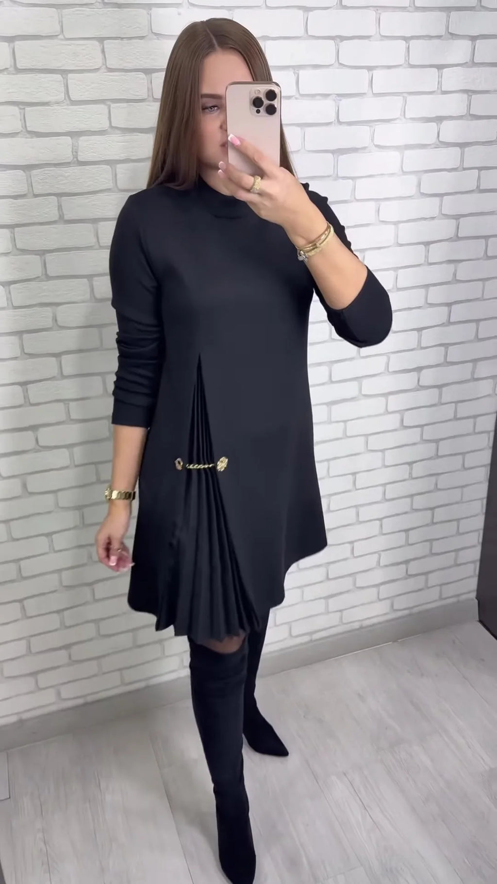 Fashion black casual dress new autumn o neck long sleeve office Holiday party solid dresses for women robe femme vestidos