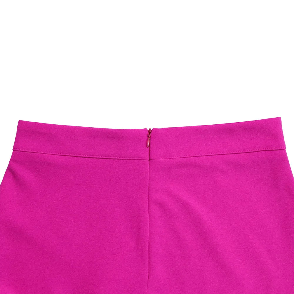 Women Shiny Yellow Capris Pants High Waist Trousers Office Work Lady Full Length Summer Bottoms Capris 2023 Spring Summer
