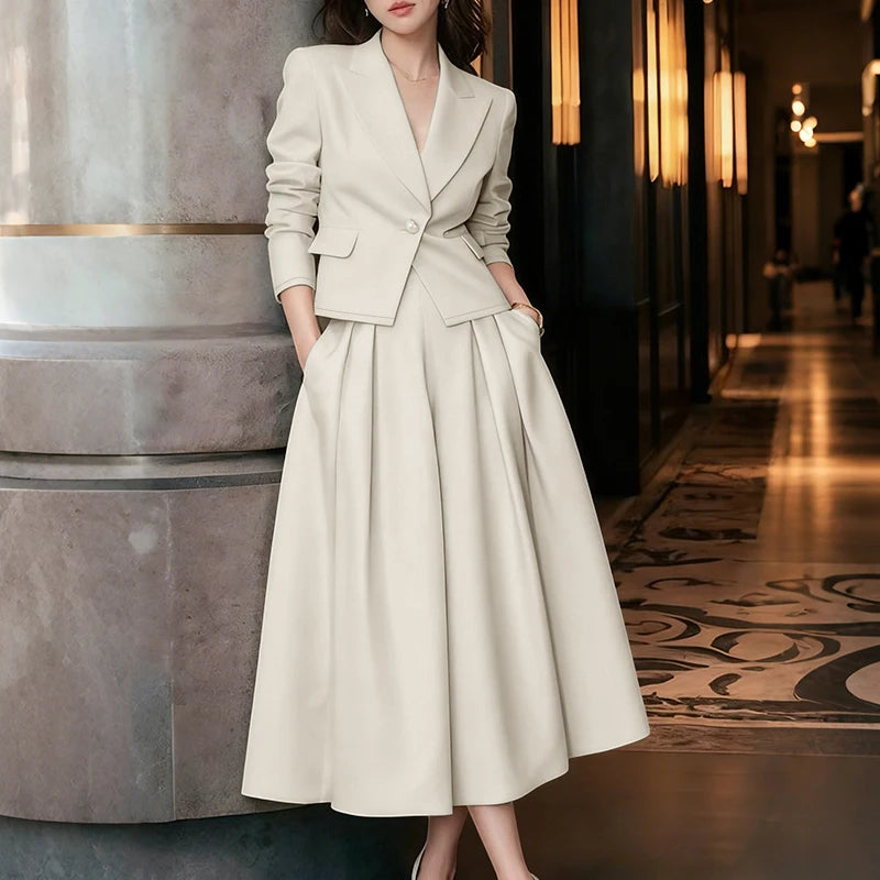 ZANZEA Spring Outfits Women 2026 Elegant Long Sleeve Blazer Dress Suit Office 2 Piece Sets Fashion Work OL Tracksuit Oversize