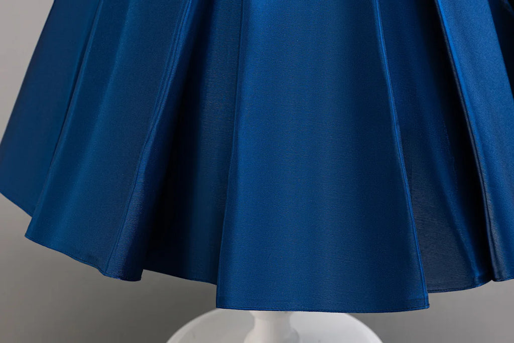 New flower girl wedding dress for girls satin puff sleeve evening dress for girls 3-10 years old girls graduation party performa