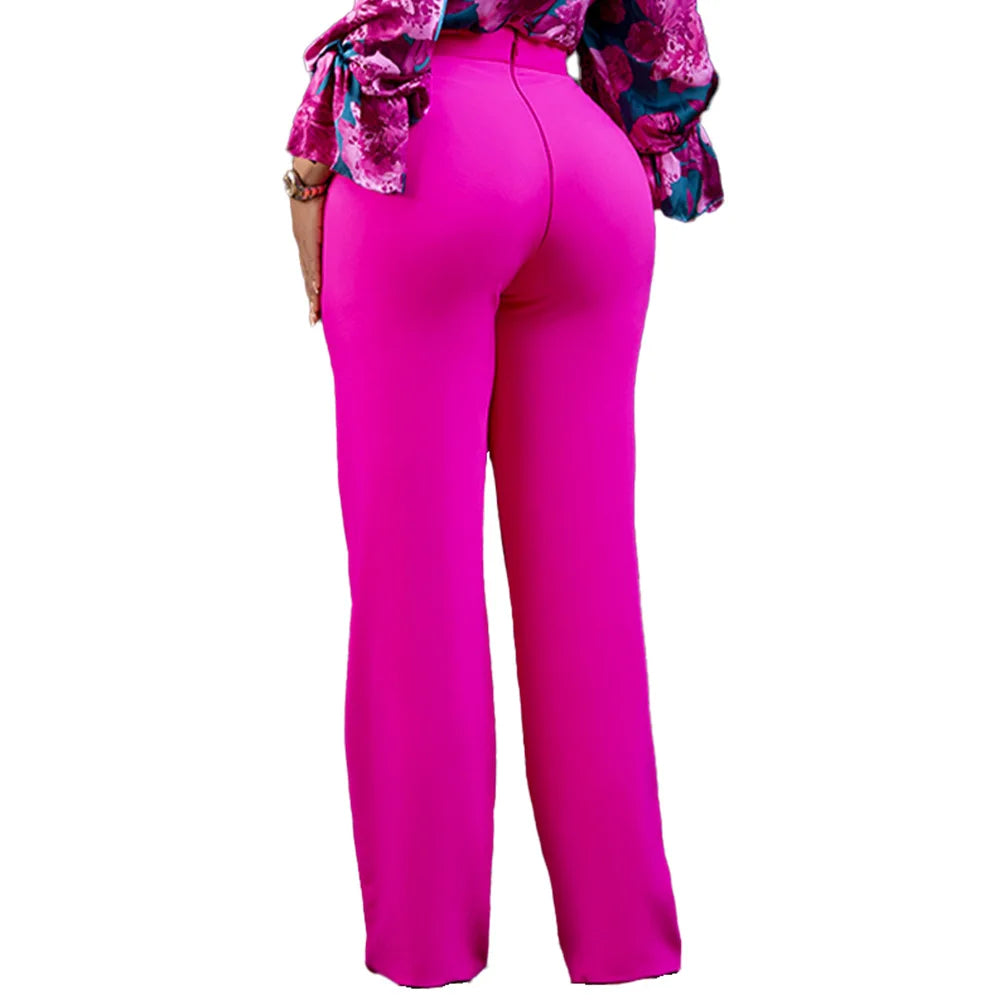 Women Shiny Yellow Capris Pants High Waist Trousers Office Work Lady Full Length Summer Bottoms Capris 2023 Spring Summer
