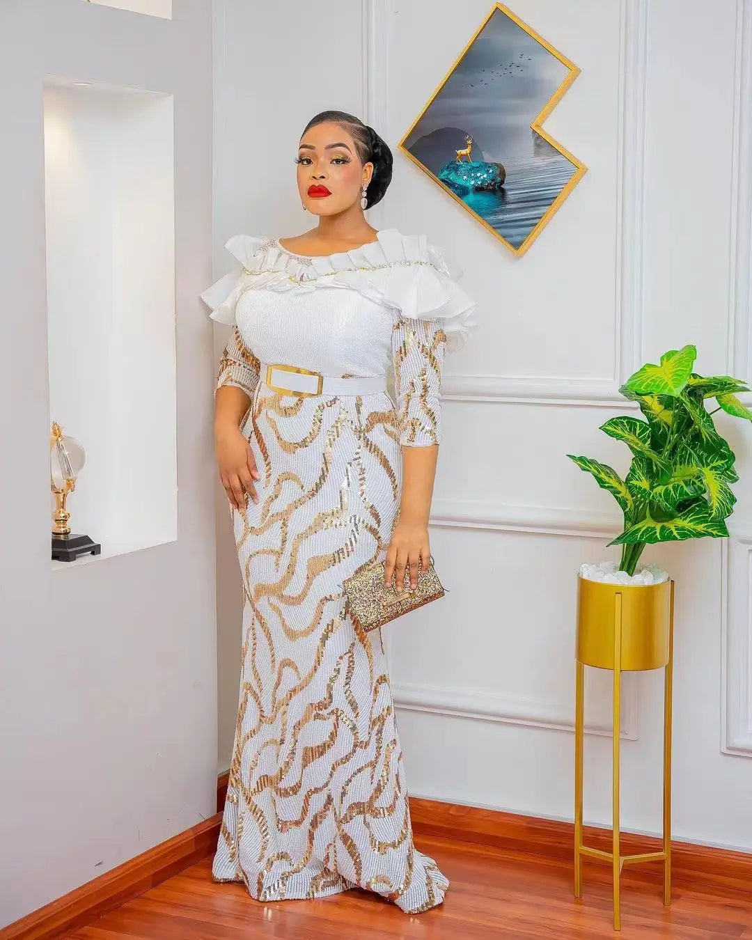 Dashiki African Dresses For Women Elegant Luxury Dress High Waist Bodycon Wedding Party Evening Birthday Night Celebrity Dress