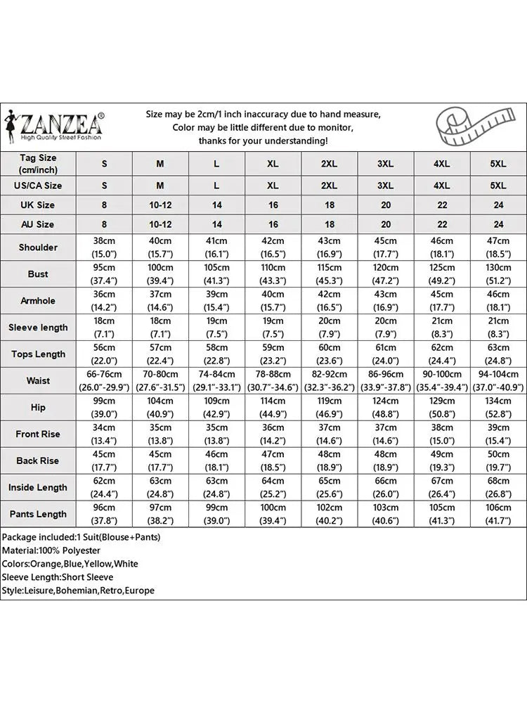 Vintage Trousers Suit ZANZEA 2PCS Elegant Short Sleeve Floral Blouse Wide Leg Pant Sets Women Summer OL Work Matching Sets 2024