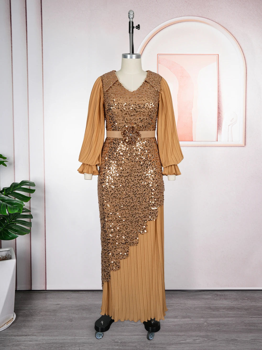 Elegant African Dresses for Women Plus Size Sequin Evening Party Long Dress Dashiki Ankara Turkey Outfits Robe African Clothes