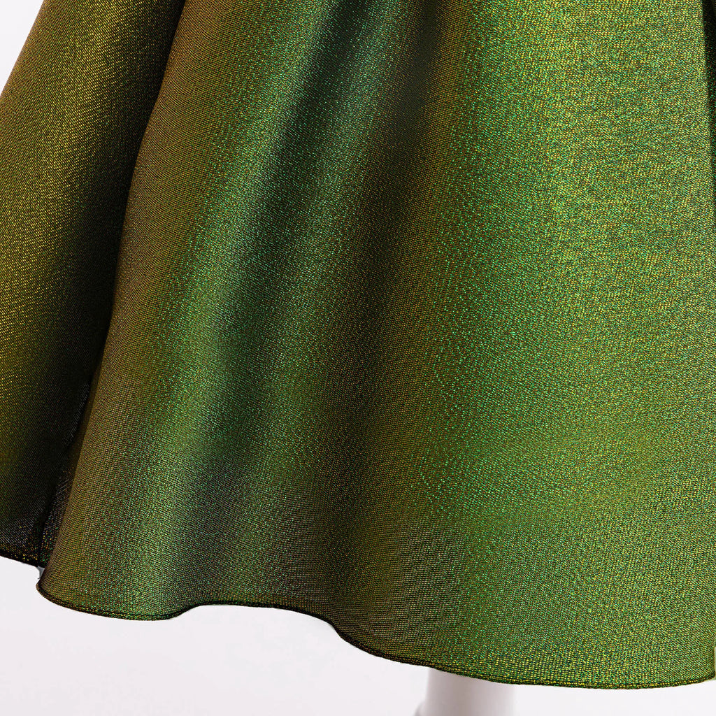 HETISO Girls Halloween Green Dress Shiny Ruffle Sleeve Kids Costume Children's Masquerade Elegant Party Dresses for Performance