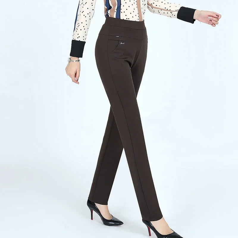 New y2k autumn Plus Size Women's Pants Fashion Solid color Skinny high waist elastic Trousers Fit Lady pants sets Woman clothing