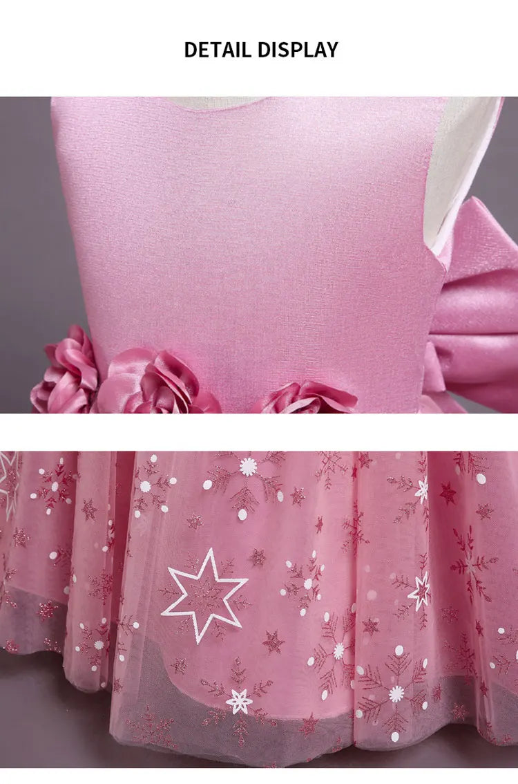 Fashion Bow Flower Girl Dresses Mesh Lace Sleeveless Girls Dresses for Party and Wedding Summer Girls Party Dresses 3-12 Years