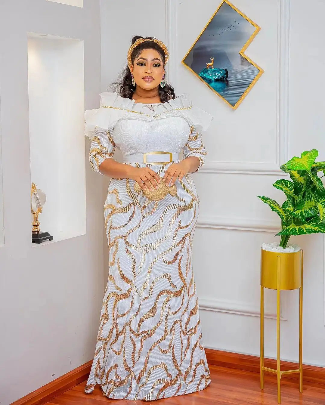 Dashiki African Dresses For Women Elegant Luxury Dress High Waist Bodycon Wedding Party Evening Birthday Night Celebrity Dress