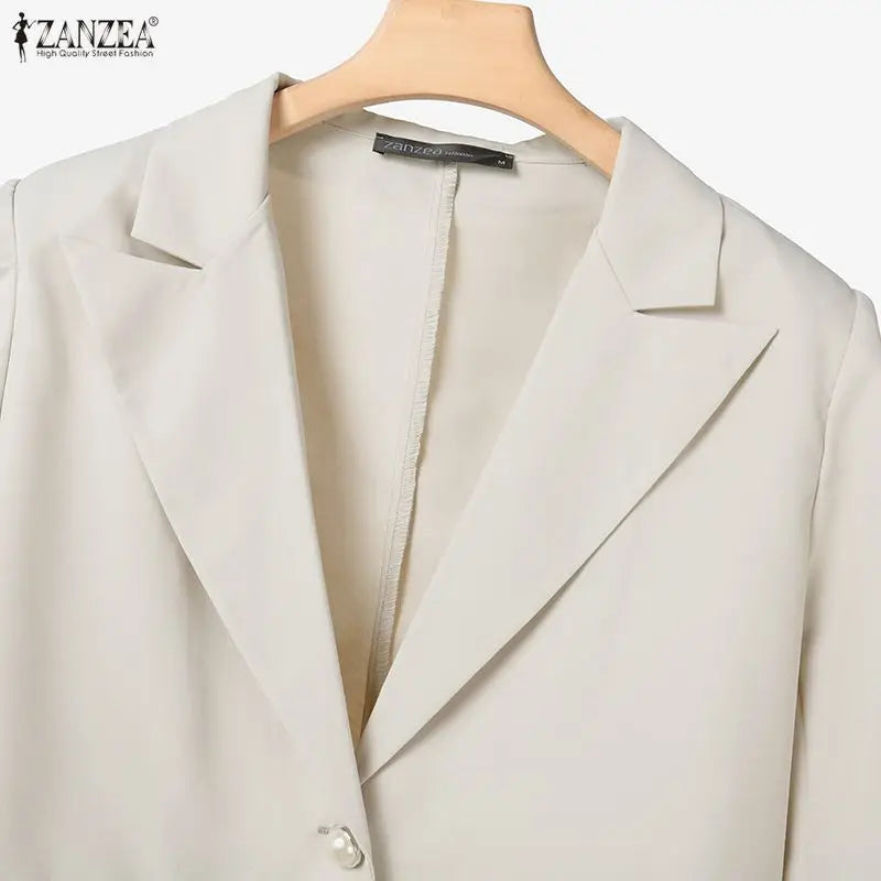 ZANZEA Spring Outfits Women 2026 Elegant Long Sleeve Blazer Dress Suit Office 2 Piece Sets Fashion Work OL Tracksuit Oversize