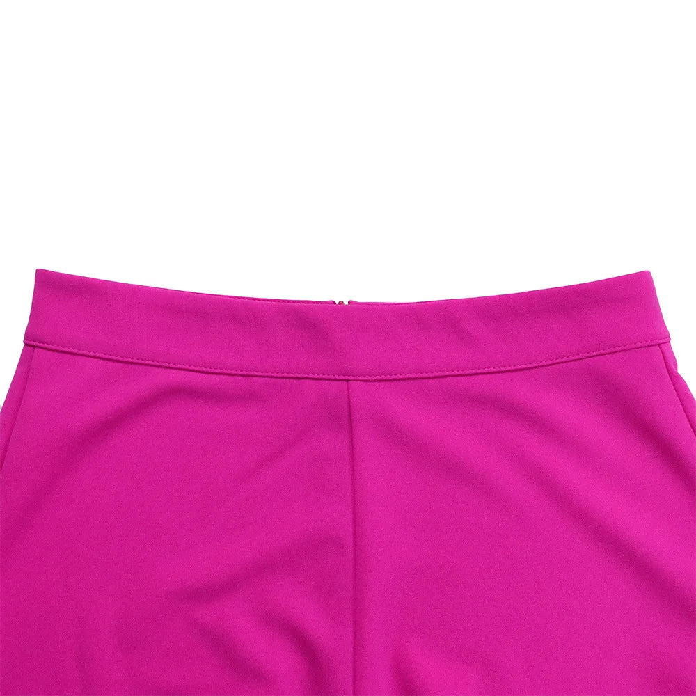 Women Shiny Yellow Capris Pants High Waist Trousers Office Work Lady Full Length Summer Bottoms Capris 2023 Spring Summer