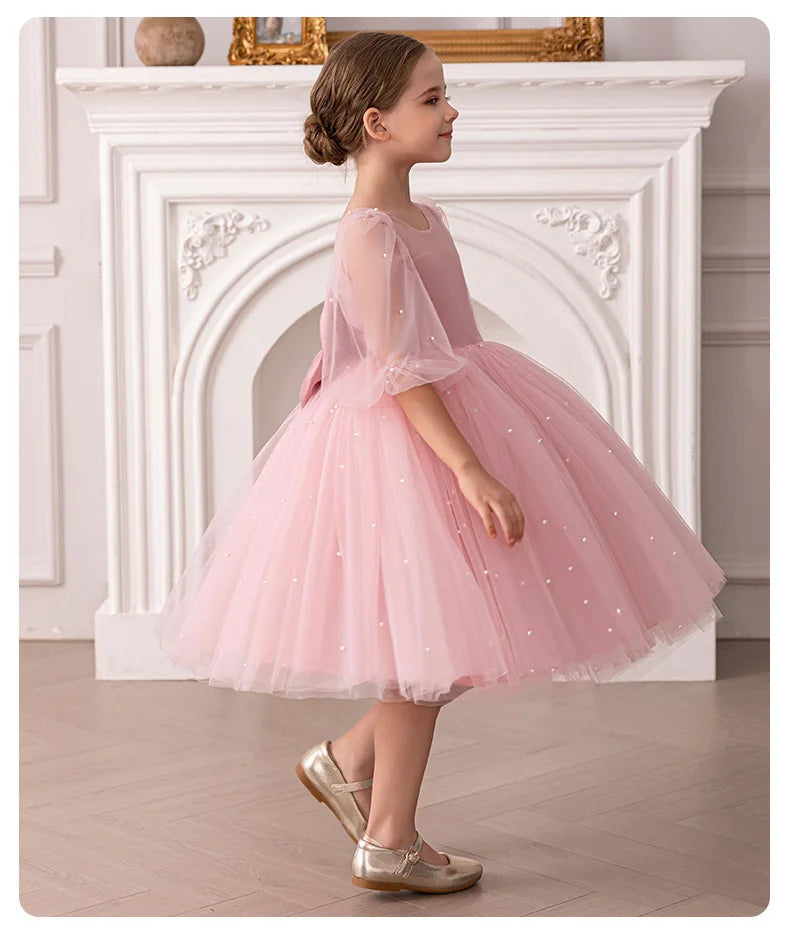 Flower Girl Dress for Birthday Party New Formal Gowns for 3-8 Years Children White Princess Dresses For Wedding Ceremony
