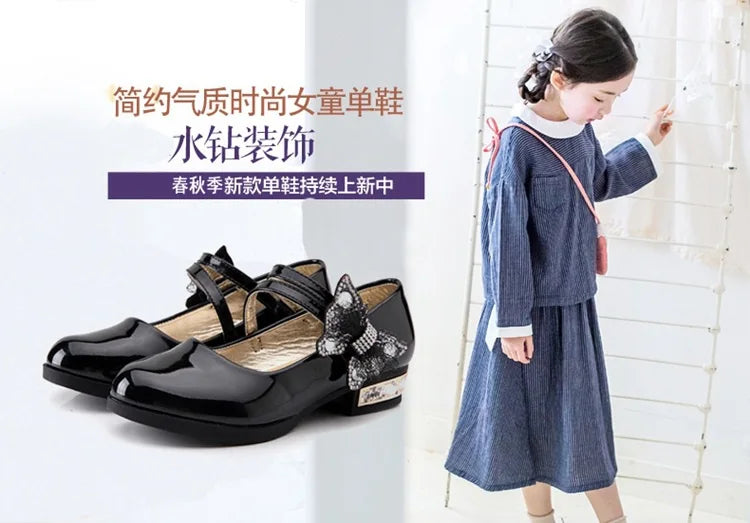 Girls' Shoes Child Shoes Girl Leather Shoe Soft Soled Princess Shoes Bow Mary Jane Shoe Girls Party Dress Wedding School Shoe