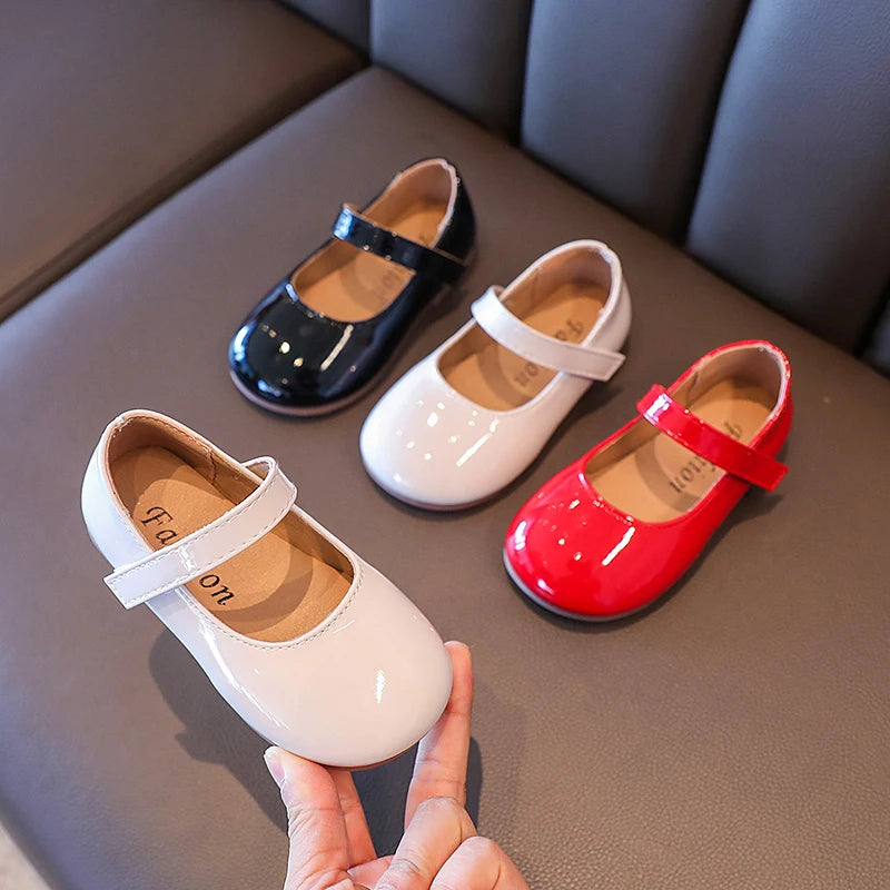 Girls Princess Shoes Children's leather shoes for Big girls Children casual flats Flower shoes for wedding birthday show