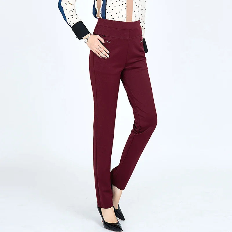New y2k autumn Plus Size Women's Pants Fashion Solid color Skinny high waist elastic Trousers Fit Lady pants sets Woman clothing