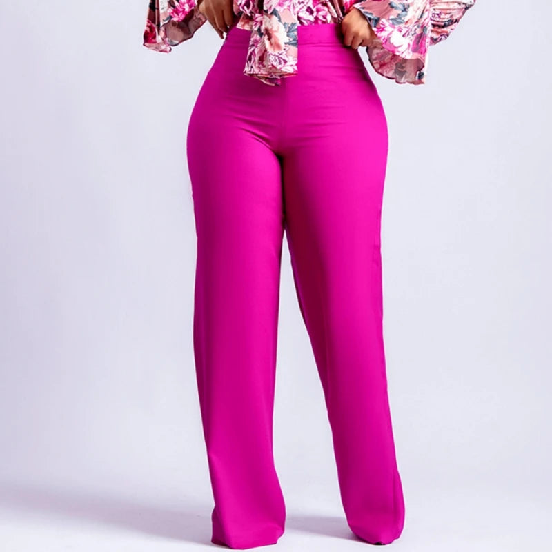 Women Shiny Yellow Capris Pants High Waist Trousers Office Work Lady Full Length Summer Bottoms Capris 2023 Spring Summer