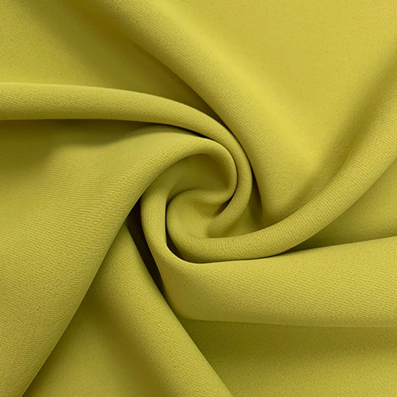 Green Yellow Officewear Dresses for Women 2026 Spring Summer O Neck Short Sleeve Bow High Waist Folds Elegant Midi Dress 182825