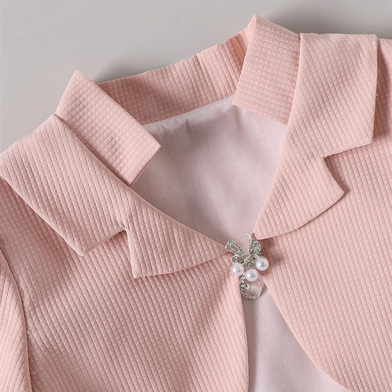 HETISO Gorgeous Elegant Long Sleeve Girls Dress Coat Set Children's Formal Performance Wedding Ball Gown 5-10 Years
