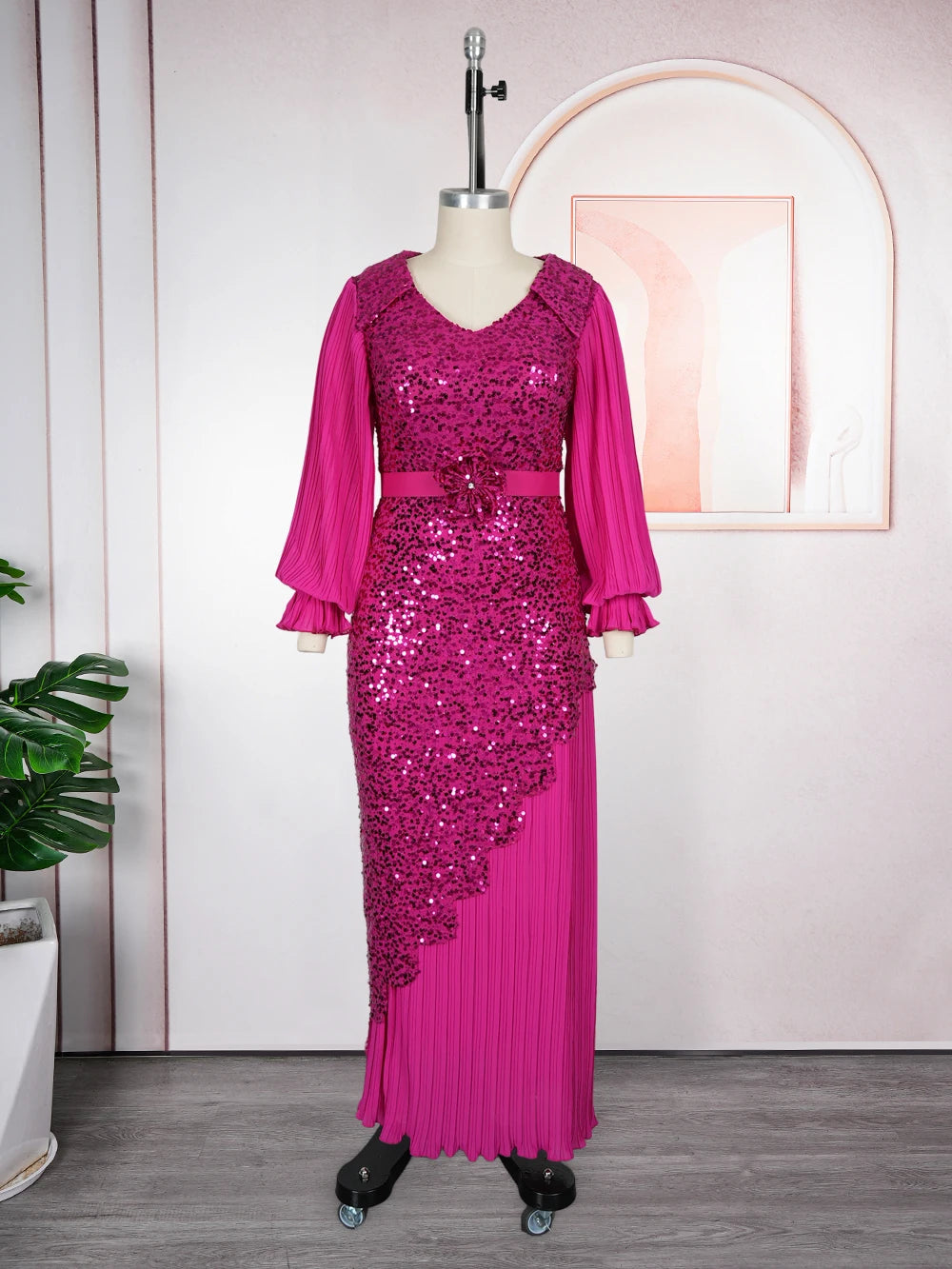 Elegant African Dresses for Women Plus Size Sequin Evening Party Long Dress Dashiki Ankara Turkey Outfits Robe African Clothes