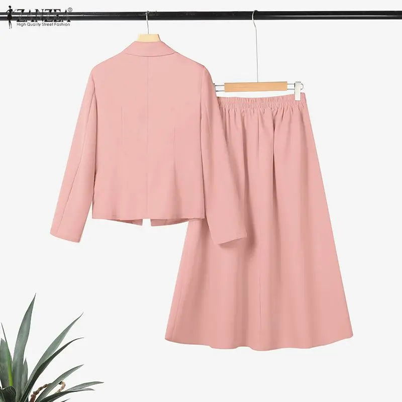ZANZEA Spring Outfits Women 2026 Elegant Long Sleeve Blazer Dress Suit Office 2 Piece Sets Fashion Work OL Tracksuit Oversize