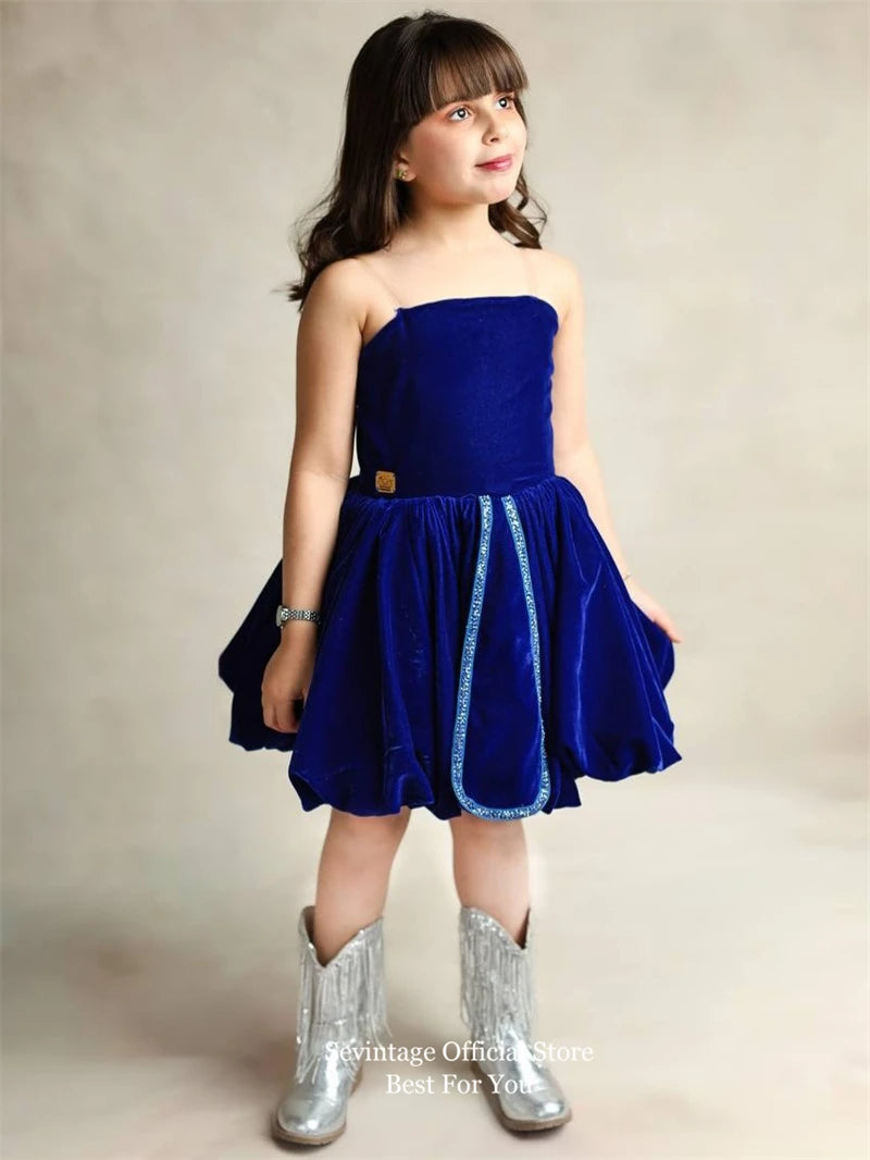 Sevintage Luxury Velvet Flower Girl Dresses A-Line With Jacket Dubai Birthday Dresses For Girls Formal Party Gowns  Customized