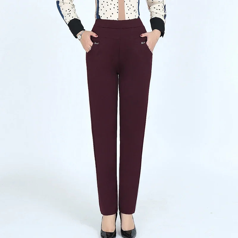 New y2k autumn Plus Size Women's Pants Fashion Solid color Skinny high waist elastic Trousers Fit Lady pants sets Woman clothing