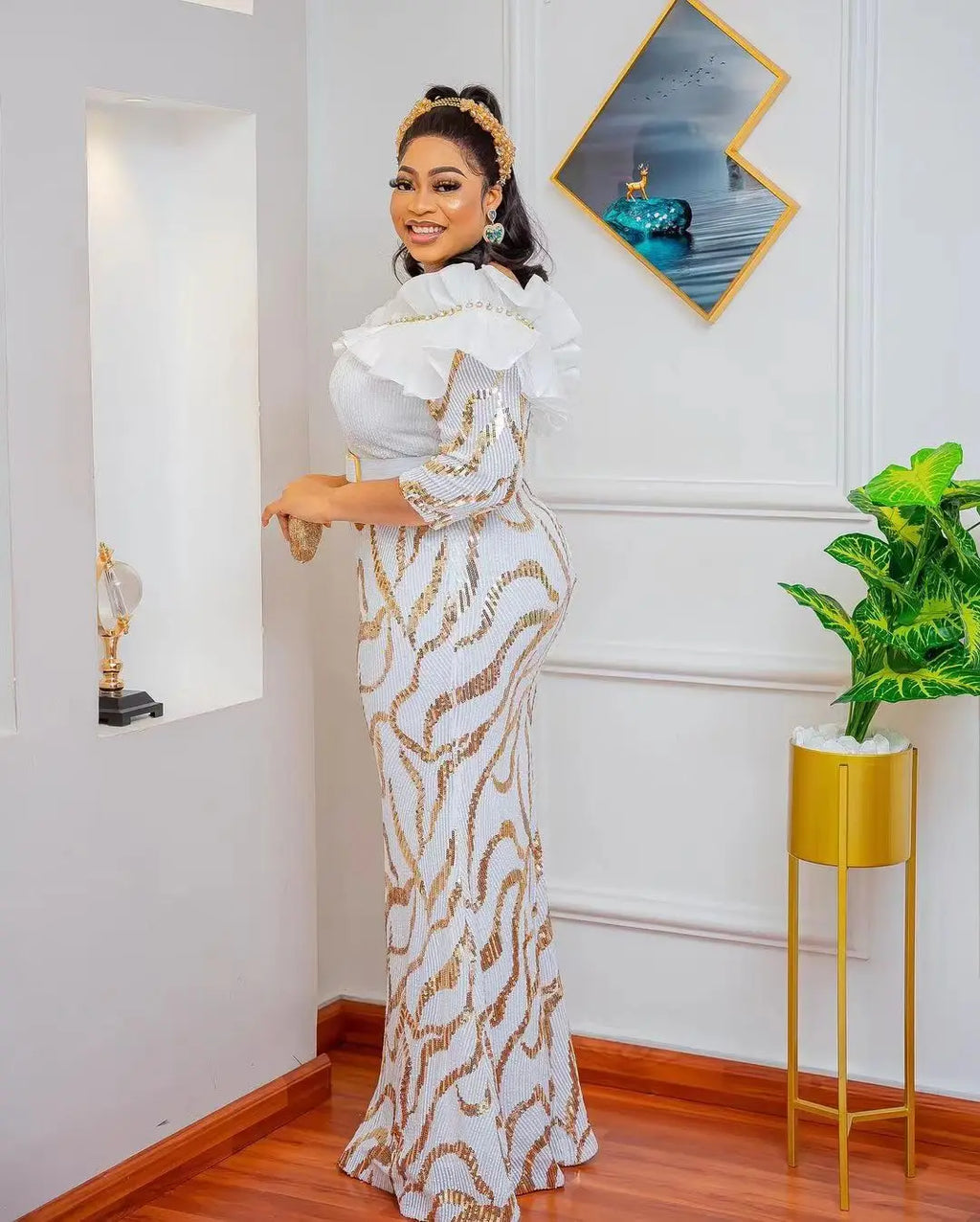 Dashiki African Dresses For Women Elegant Luxury Dress High Waist Bodycon Wedding Party Evening Birthday Night Celebrity Dress