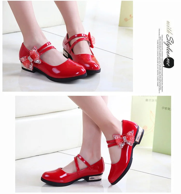 Girls' Shoes Child Shoes Girl Leather Shoe Soft Soled Princess Shoes Bow Mary Jane Shoe Girls Party Dress Wedding School Shoe
