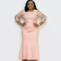 4XL 5XL Plus Size 2025 Christmas Dresses Women O Neck 3/4 Sleeve Long Maxi Dress Fashion Lace Patchwork Night Party Dress