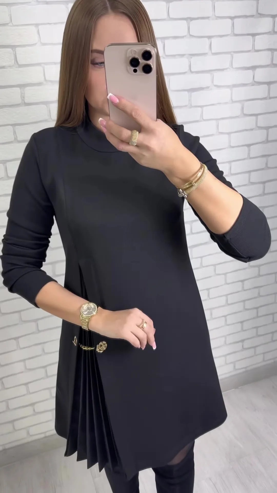 Fashion black casual dress new autumn o neck long sleeve office Holiday party solid dresses for women robe femme vestidos