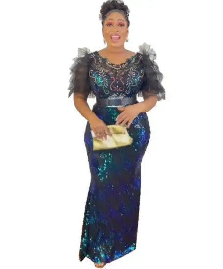 Dashiki African Dresses For Women Elegant Luxury Dress High Waist Bodycon Wedding Party Evening Birthday Night Celebrity Dress