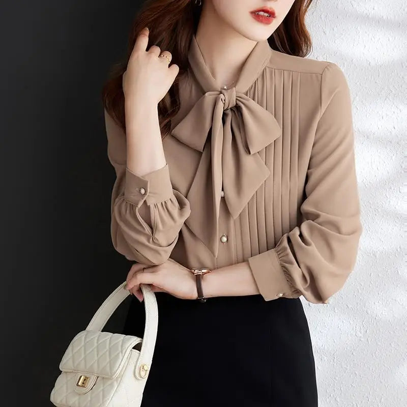 Formal Dress Shirts & Blouses For Women With Bow Clothing Sales Tunic 2025 Office Outfits Vintage Tall Woman Top Wear To Work